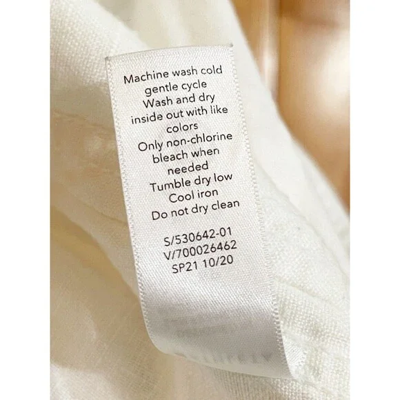 Athleta Cabo Linen Joggers Pants Womens Size 8 Petite White Zip Pockets Pull On - Picture 15 of 15